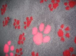 Drybed - Grau Mit Kleinen Roten Und Grossen Rosa Pfoten